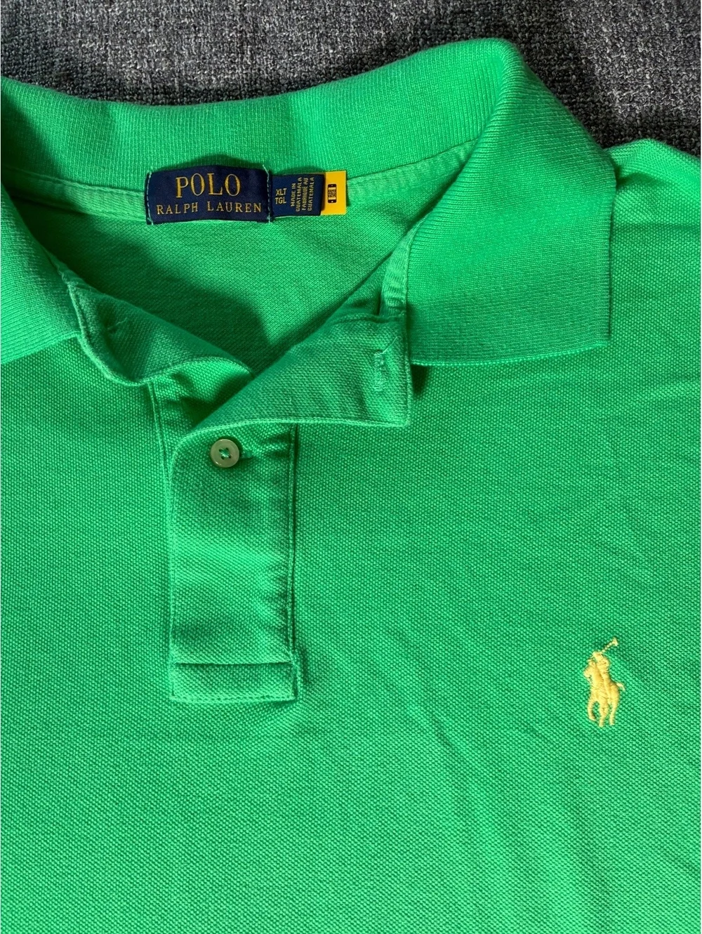 Polo Ralph Lauren XLT Collared Shirt Green Yellow Pony New Edition Great Cond